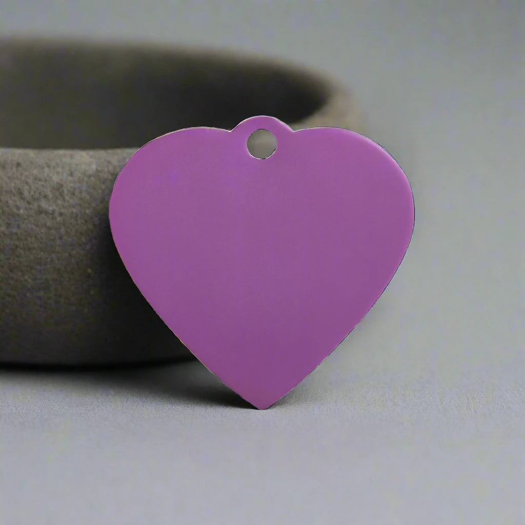 Personalised Purple Heart Pet ID Tag | Pet Tags Direct